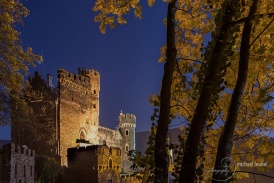 Burg Rheinstein Nachtbeleuchtung im Herbst